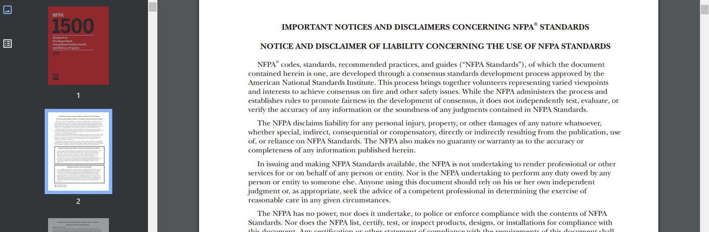 NFPA 1500 : Standard on Fire Department Occupational Safety, Health, and Wellness Program 2018 PDF searchable