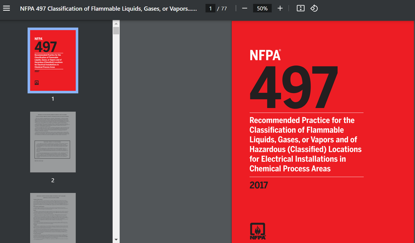 NFPA 497 Recommended Practice for the Classification of Flammable Liquids Gases PDF Searchable