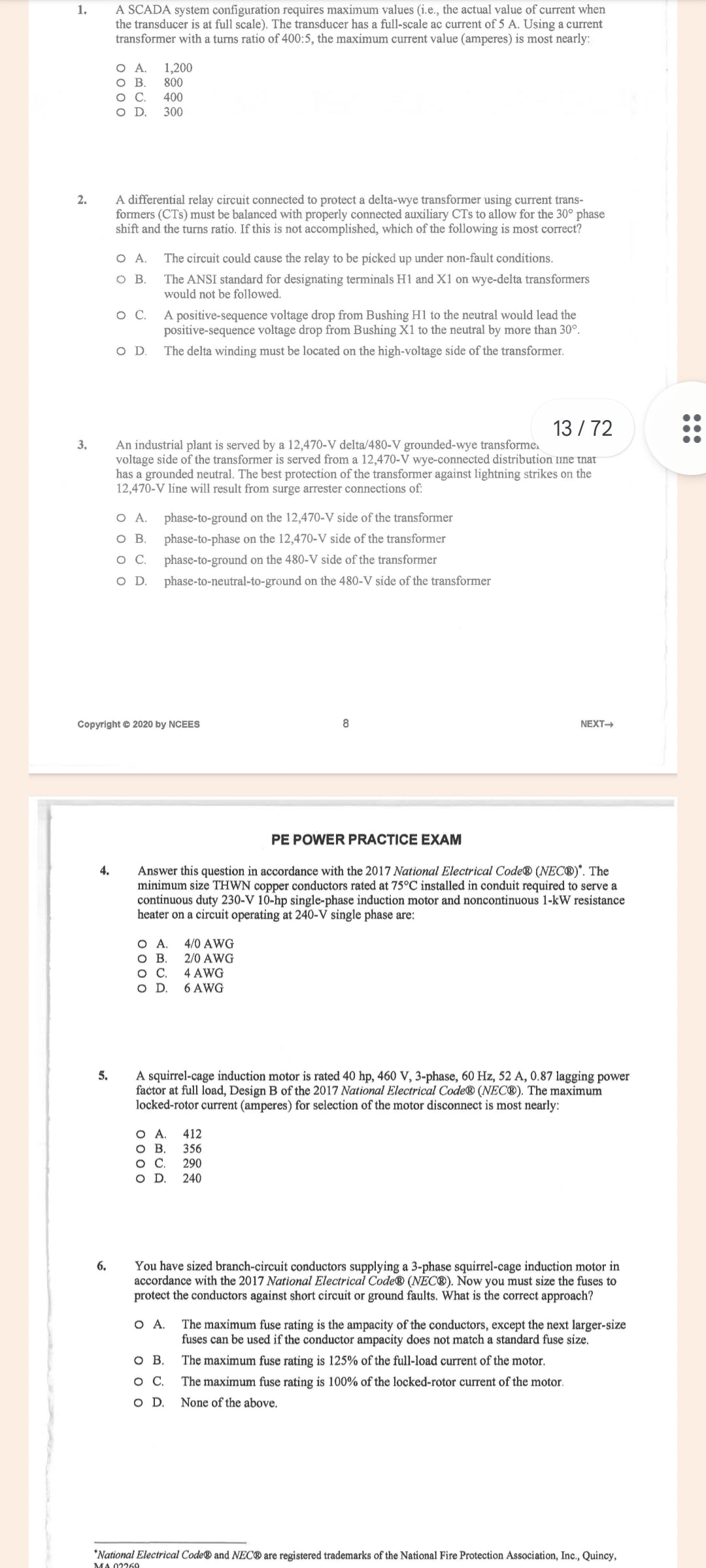 PE Electrical and Computer Power practice Exam Pdf scanned version